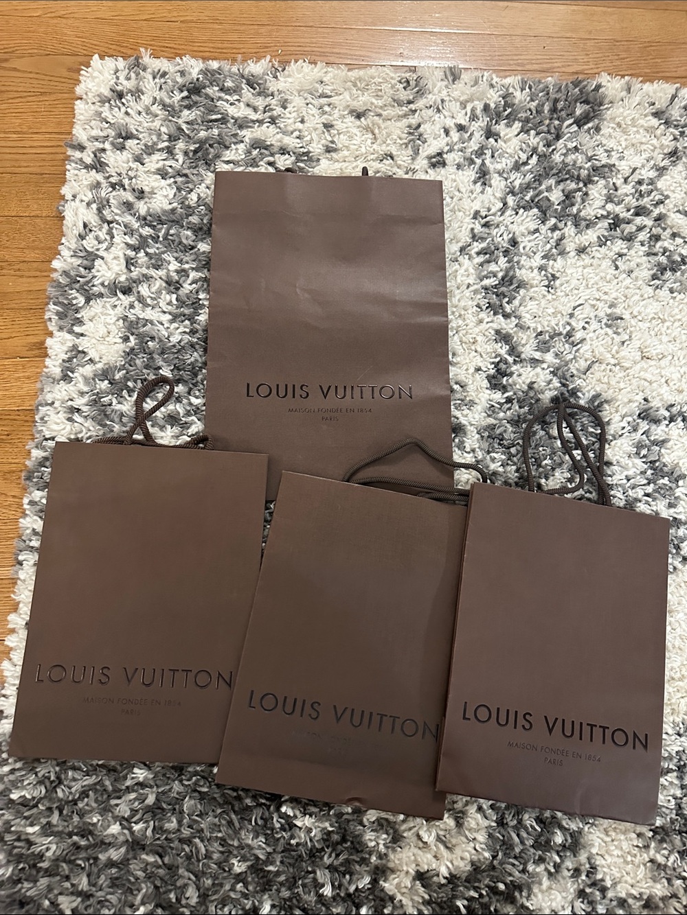 Louis Vuitton Dark Brown Shopping Bags with Black Logo (Set of 4)